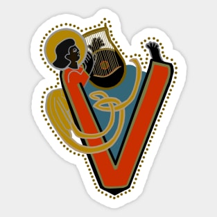 Dark Angel Letter V Ochre Sticker